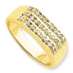 Sterling Silver Gold Plated Genuine Diamond Mens Ring